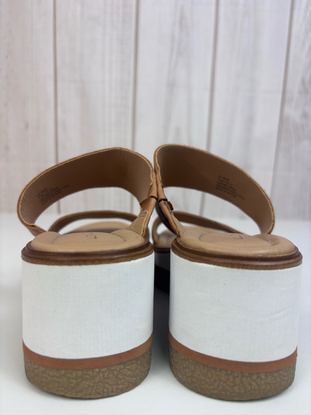 Lucky Brand Leather Platform Slide Sandals Double Strap Wedge Shoes Brown Size 7 - Picture 8 of 16